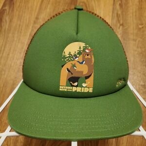 REI‎ Hiking Hat Adult Snapback Green Brown Mesh Outside With Pride Bear Logo